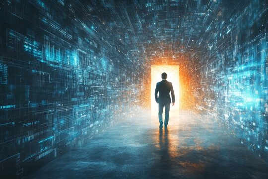 Explore the Futuristic Pathway Through a Digital Tunnel Towards Innovation