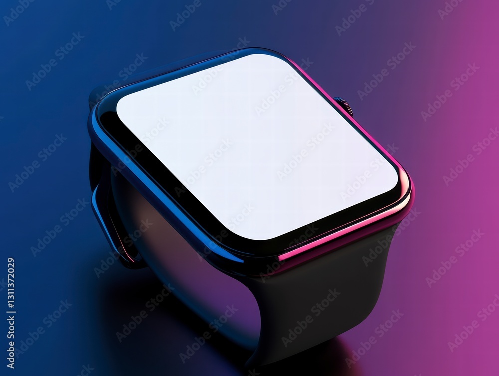 Poster modern smartwatch on gradient background: a sleek, modern smartwatch, featuring a minimalist design 