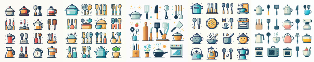 vector set of kitchen utensils.