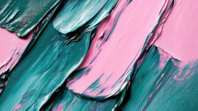 Abstract Pink and Green Acrylic Paint Texture Background