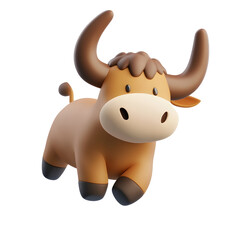 3D Cartoon Bull Figurine