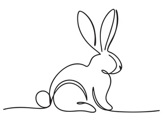 Fototapeta premium Continuous one line drawing of Easter Bunny rabbit line art drawing style vector Illustration