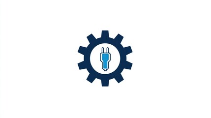 Gear and plug icon, technical settings, simple, clean, vector graphic, for website design