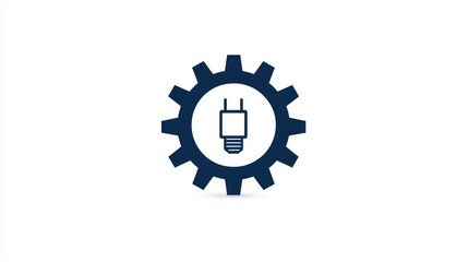 Gear and light bulb icon, settings, technology, simple, vector, graphic design, digital interface