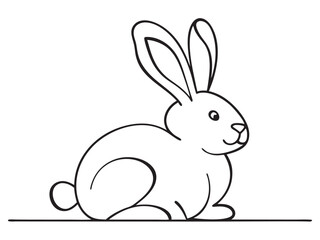 Continuous one line drawing of Easter Bunny rabbit line art drawing style vector Illustration
