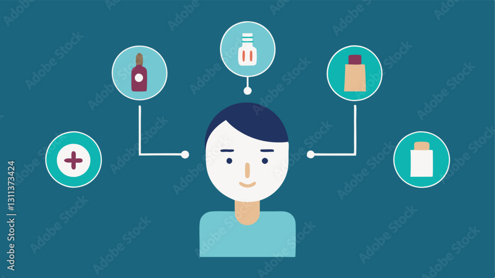 Poster treatment process flowchart a simple flowchart featuring icons of exosome injections followed by led