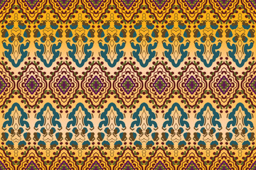 Ikat pattern, Ethnic ikat seamless pattern, African style, Abstract vector, Chevron embroidery, colorful textile, Navajo aboriginal pattern, Aztec and tribal motifs, Vector hand drawn style.