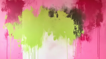 Fototapeta premium Abstract Pink and Green Paint Texture Background with Copy Space