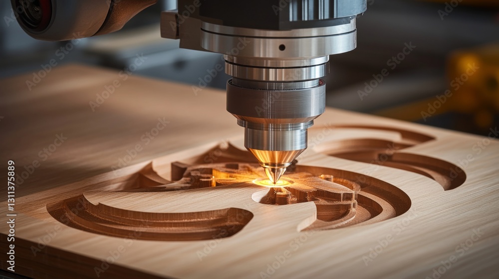 Aufkleber modern cnc router carving intricate design precision engineering for woodworking and manufacturing.