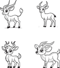 Charming Cartoon Deer Silhouettes - Playful and Whimsical Forest Animal Collection