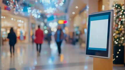 Mall Information Kiosk: A digitally-enabled display stands prominently in a modern shopping mall, offering a vital source of information for shoppers.