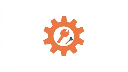 Gear Icon With Wrench, Simple Maintenance Symbol