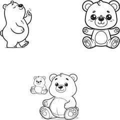 Adorable Cartoon Bear Silhouette Collection - Playful and Cute Designs