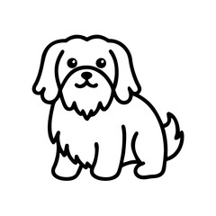  maltese dog icon in a sitting pose, black outline, modern design