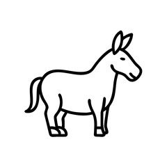 Obraz premium Donkey icon standing, represents strength and reliability, black outline, modern design