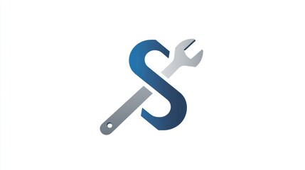 Abstract logo, letter S with wrench, service, maintenance