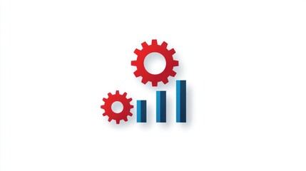 Business Growth, Gears and Bar Graphs, Charting Progress, Visual Icon, Use for Presentation or Website
