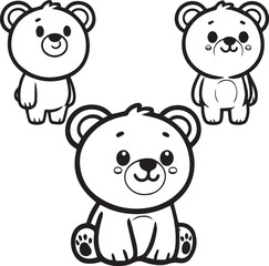 Obraz premium Adorable Baby Bear Silhouettes - Playful Cartoon Animal Collection