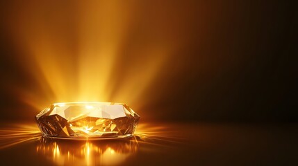 Golden Light Illuminates a Sparkling Diamond Gemstone