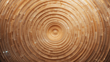 Fototapeta premium Wooden Spiral Geometric Pattern with Concentric Circles: Abstract Digital Art Featuring Natural Texture, Depth, and Organic Symmetry for Interior and Architectural Design