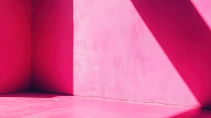 pink room corner with sunlight shadows