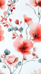 Elegant flower pattern on a white background featuring various blooms in bright colors Seamless Texture