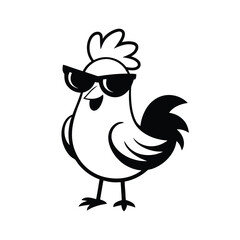 Cool Chicken Rooster with Sunglasses, Funny Mascot Logo