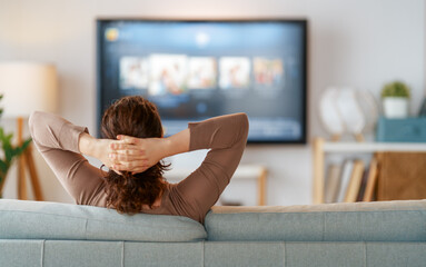 Woman watching  TV