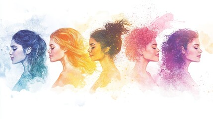 Five women, each with unique features and hairstyles