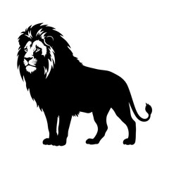 Lion black silhouette isolated on white background. Vector illustration.