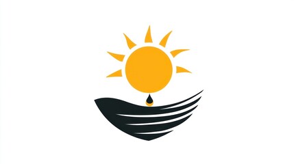 Abstract sun and oil drop logo design for a sustainable product