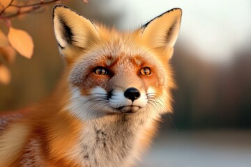 Fototapeta premium Captivating fox portrait with striking fur tones and expressive