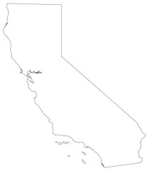 California state outline map in black color