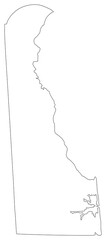 Delaware state outline map in black color