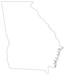 Georgia state outline map in black color