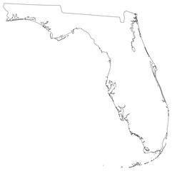 Florida state outline map in black color