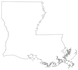 Louisiana state outline map in black color