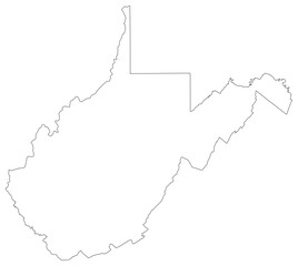 West Virginia state outline map in black color