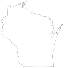 Wisconsin state outline map in black color