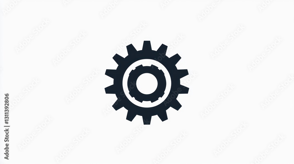 Poster two interlocking gears on white background. possible use engineering, technology concept
