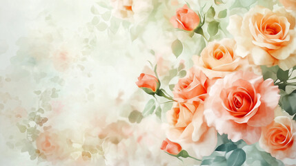 Romantic Floral Composition with Cascading Watercolor Accents