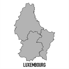 Luxembourg map in grey style isolated on white background. Vector illustration.