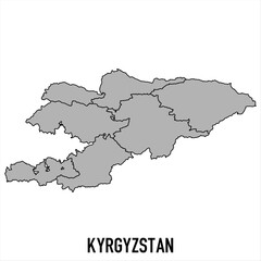 Kyrgyzstan map in grey style isolated on white background. Vector illustration.