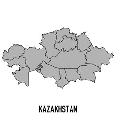 Kazakhstan map in grey style isolated on white background. Vector illustration.