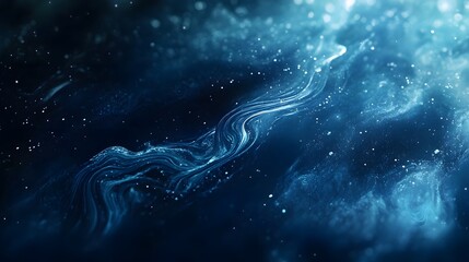 Abstract Blue Swirling Nebula Cosmic Dust