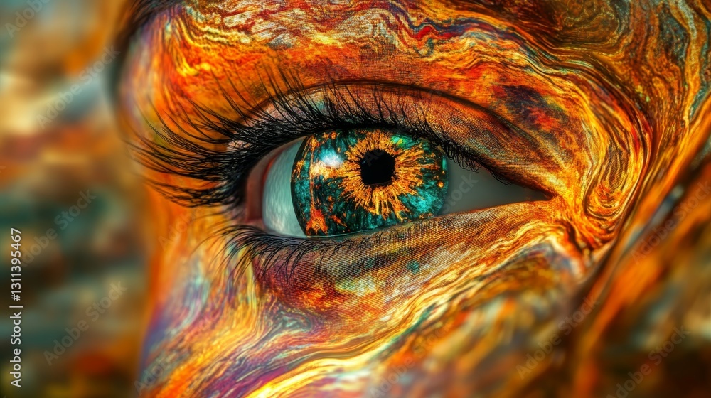 Poster captivating abstract eye art with colorful swirls and patterns