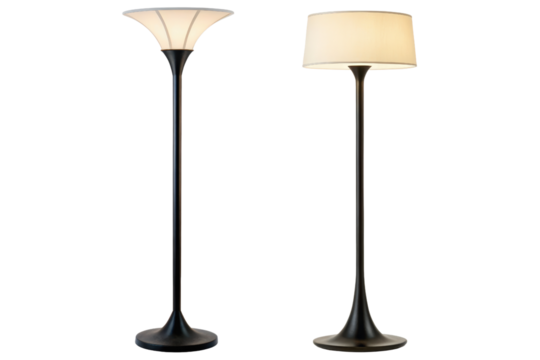 Floor lamps with shades for interior lighting isolated with transparent background