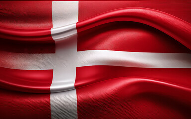 Fototapeta premium Denmark National Flag Illustration in close up, Part 2