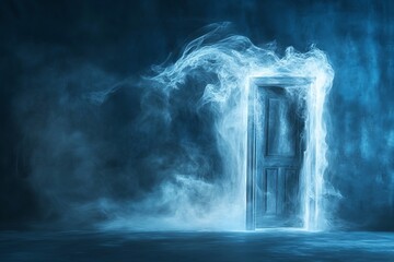 Ethereal Doorway Surrounded by Mystical Fog in Enchanted Space