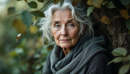 portrait of senior woman in autumn park